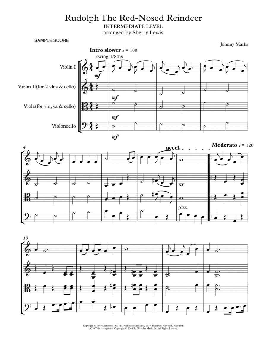 Rudolph The Red-nosed Reindeer String Trio scores gallery preview page 1