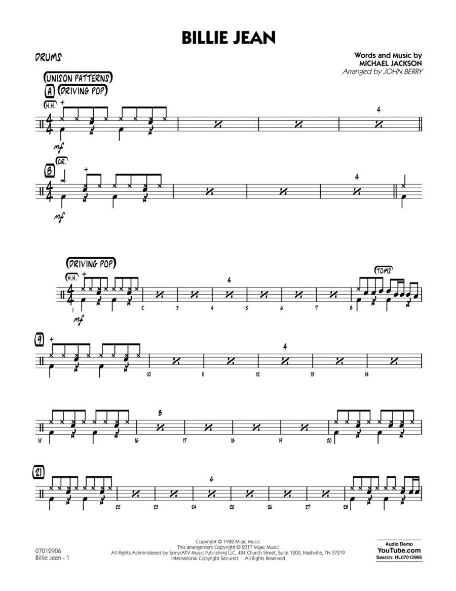 Billie Jean - Drums Drums scores gallery preview page 1