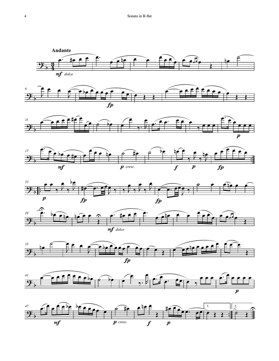 Sonata in B-flat K. 292 for Trombone Duet Trombone Duet scores gallery preview page 4