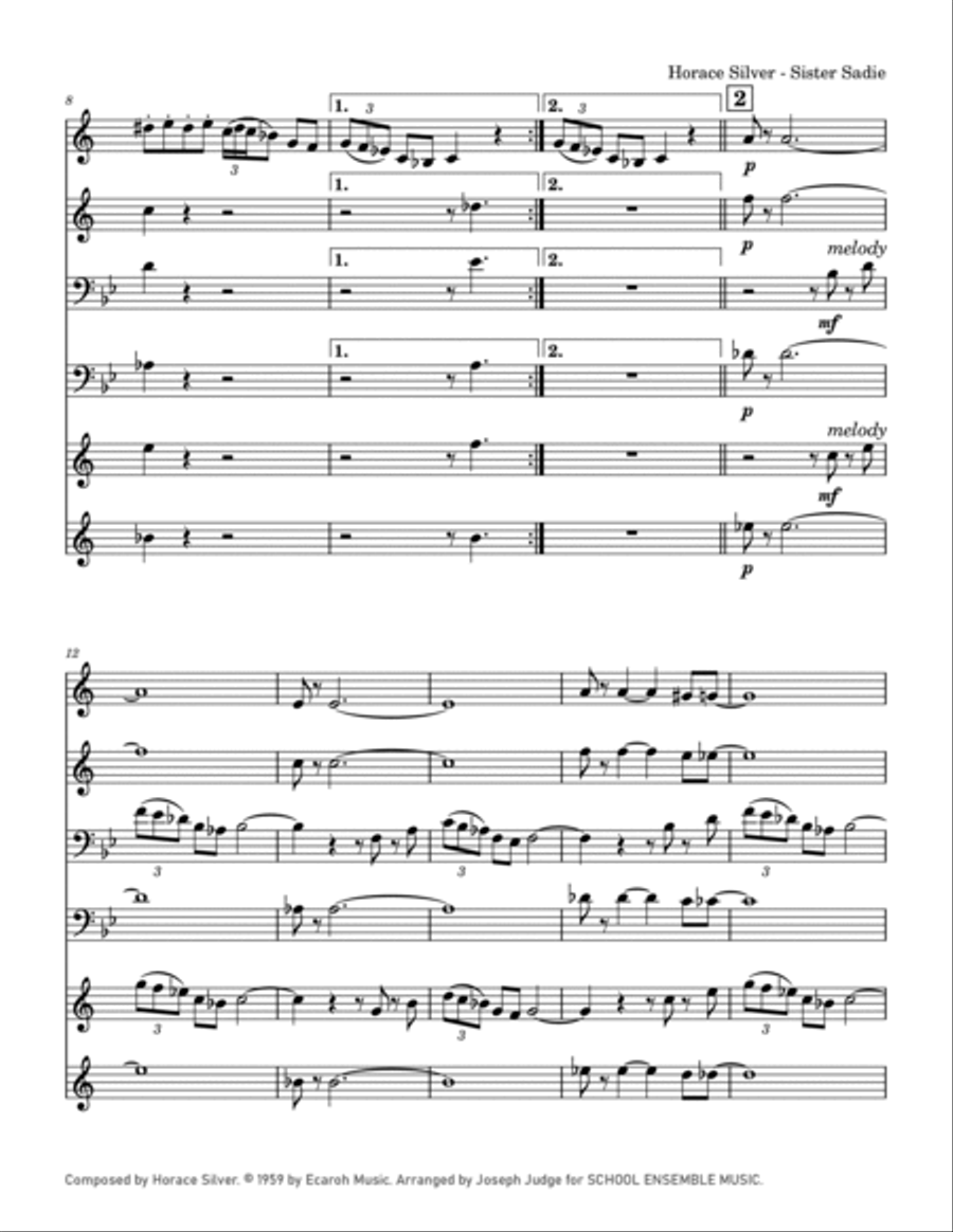 Sister Sadie Sister Sadie Brass Quartet scores gallery preview page 2