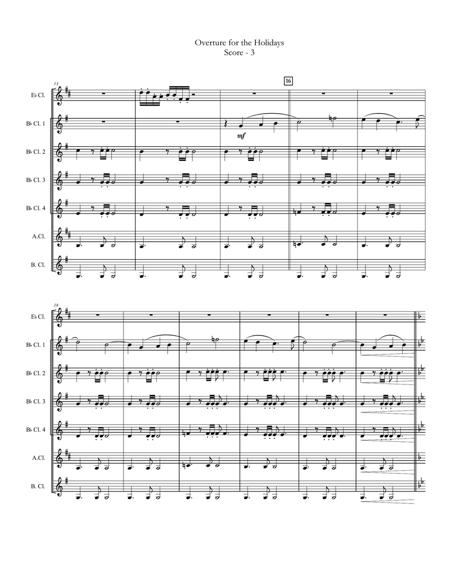Overture for the Holidays (for Clarinet Choir) Clarinet Choir scores gallery preview page 3