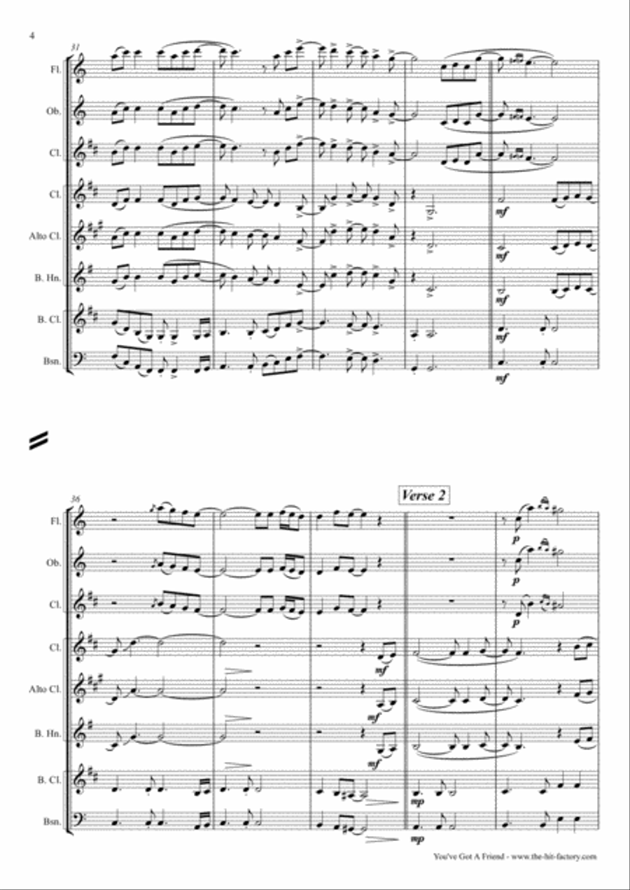 You've Got A Friend Woodwind Trio scores gallery preview page 4