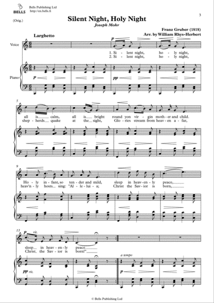 Silent Night, Holy Night (Original key. C Major) Voice Solo scores gallery preview page 1