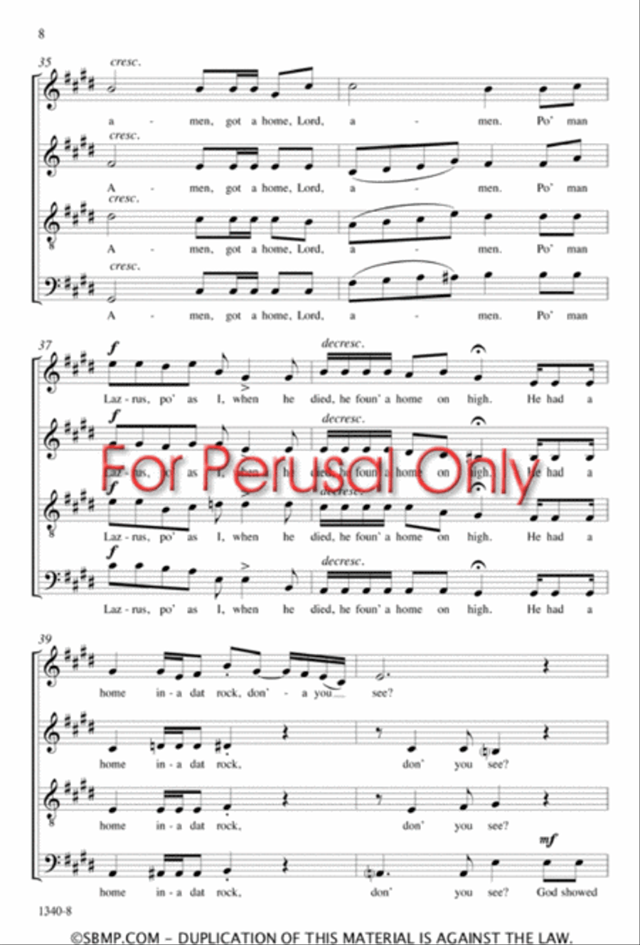 I Got a Home In-a Dat Rock - SATB Octavo 4-Part scores gallery preview page 7