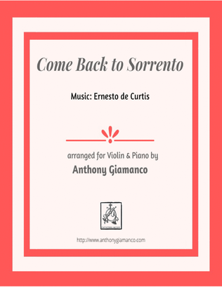 Book cover for COME BACK TO SORRENTO - violin and piano
