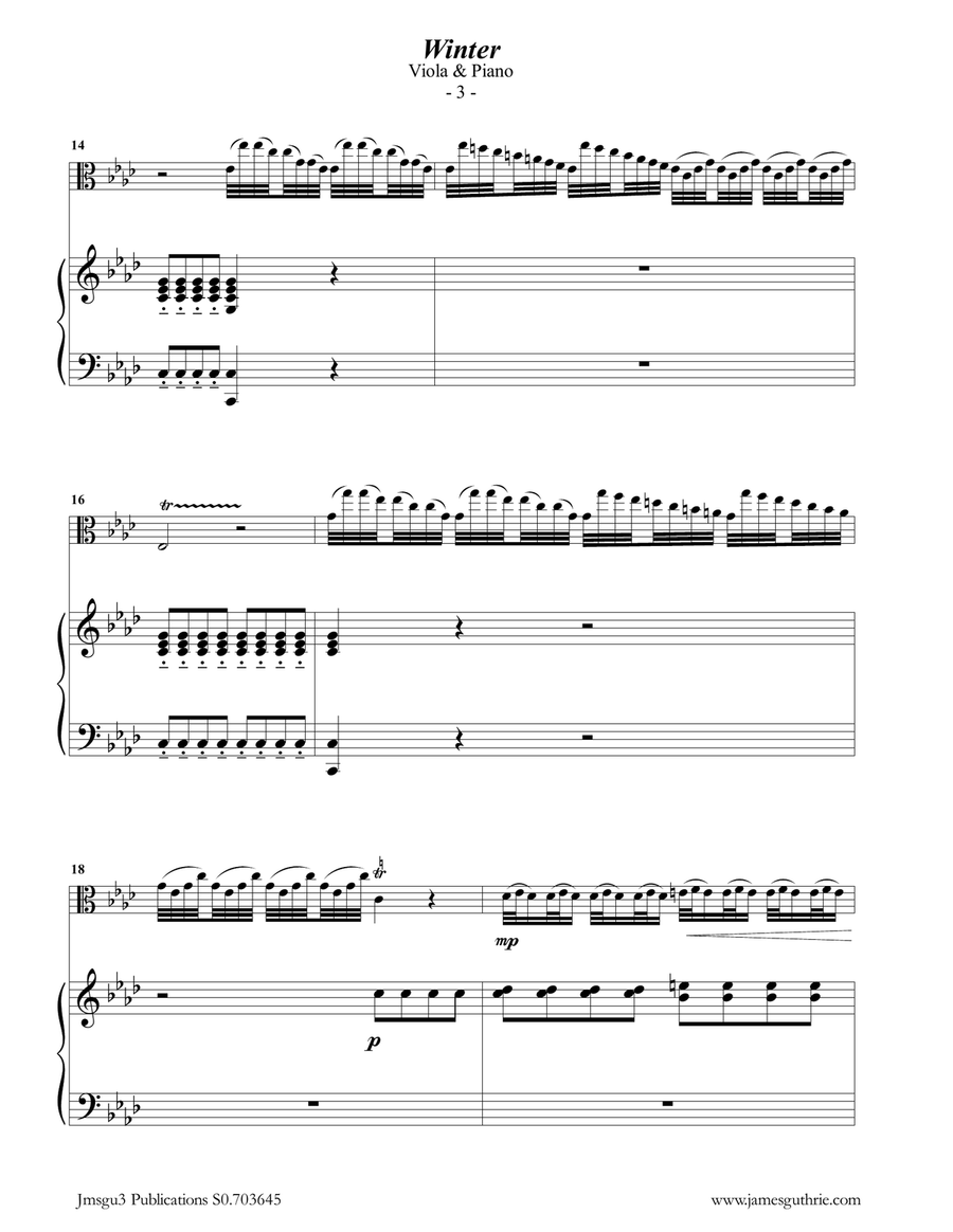 Vivaldi: Winter from the Four Seasons for Viola & Piano Viola scores gallery preview page 3