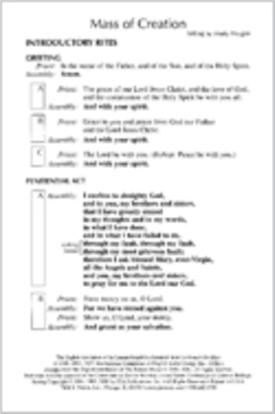 Mass of Creation - Assembly edition Unison Choir scores gallery preview page 1