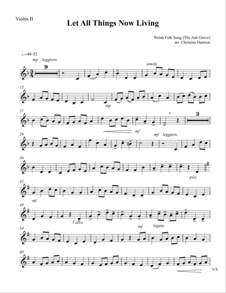 Let All Things Now Living – String Quartet String Quartet scores gallery preview page 6