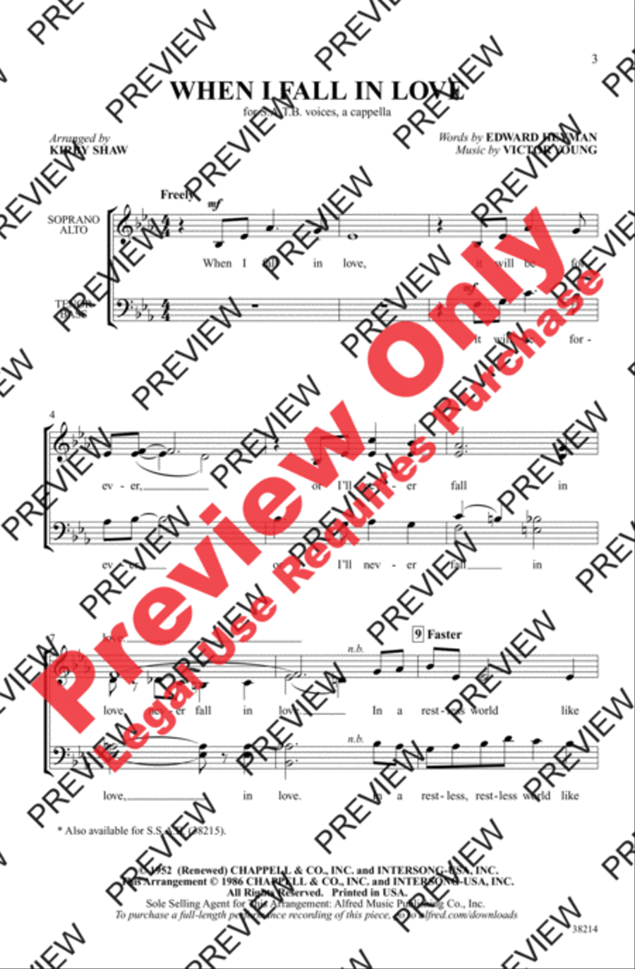 When I Fall in Love 4-Part scores gallery preview page 3