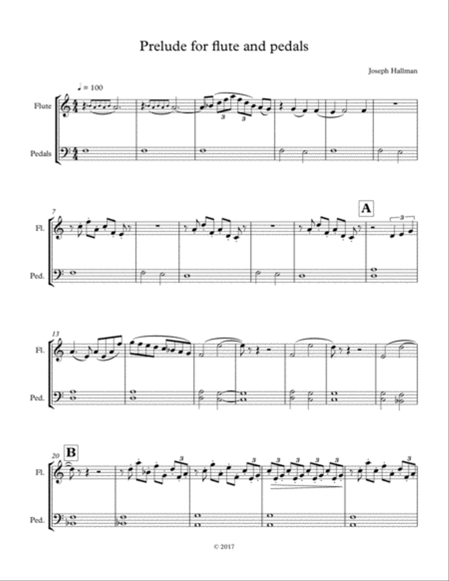 Prelude for Flute and (organ) Pedals or any bass instrument Woodwind Duet scores gallery preview page 2