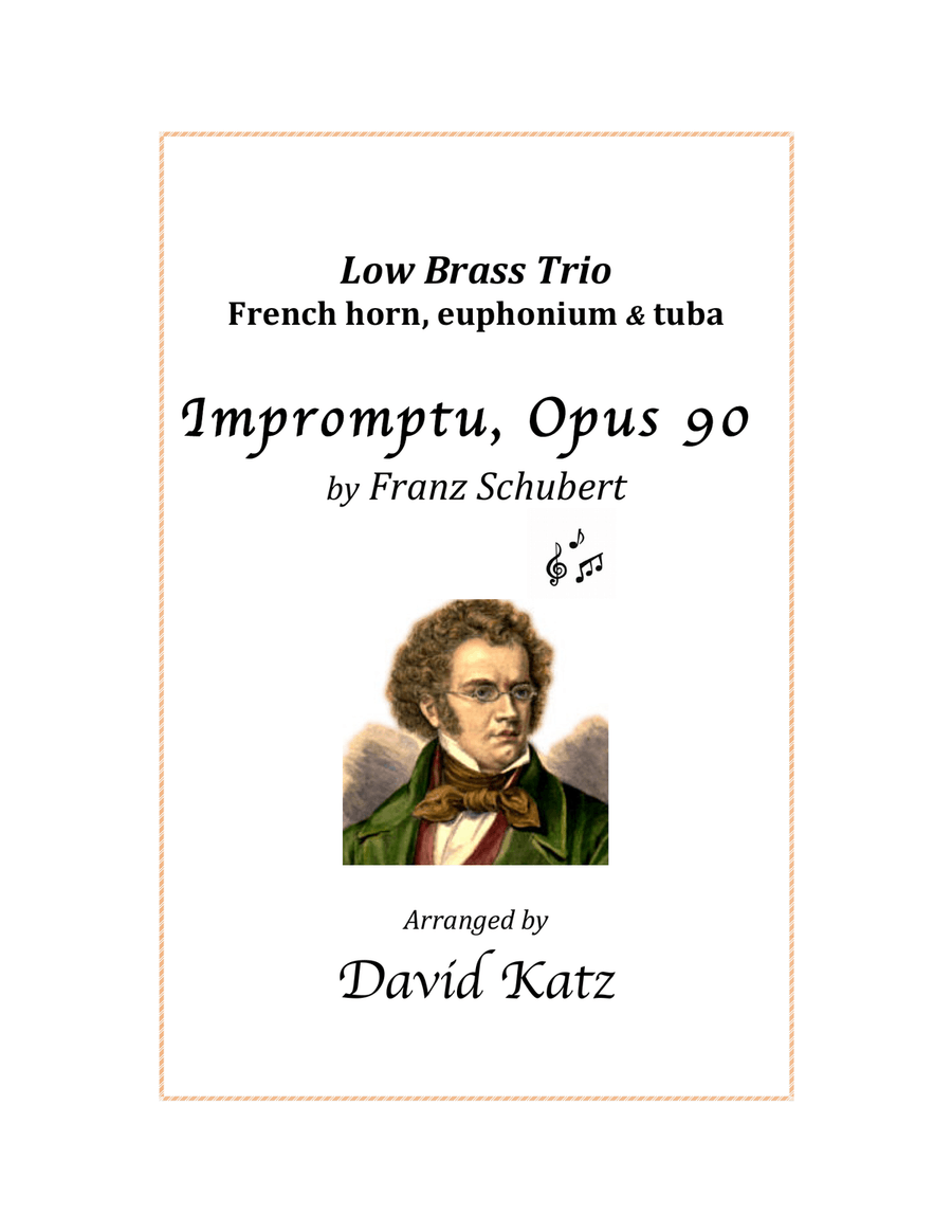 Schubert Impromptu Opus 90 for french horn, euphonium and tuba Brass Ensemble scores gallery preview page 1