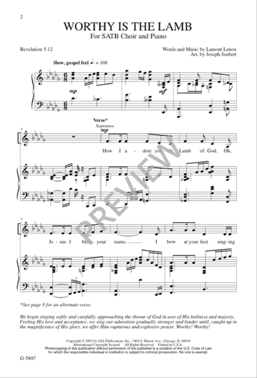 Worthy is the Lamb 4-Part scores gallery preview page 2
