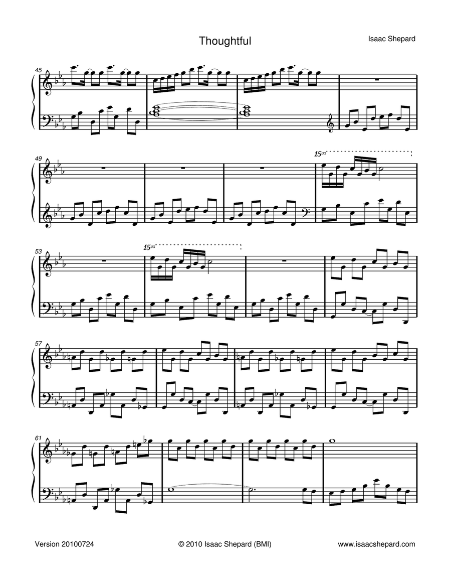 Thoughtful Piano Solo scores gallery preview page 3