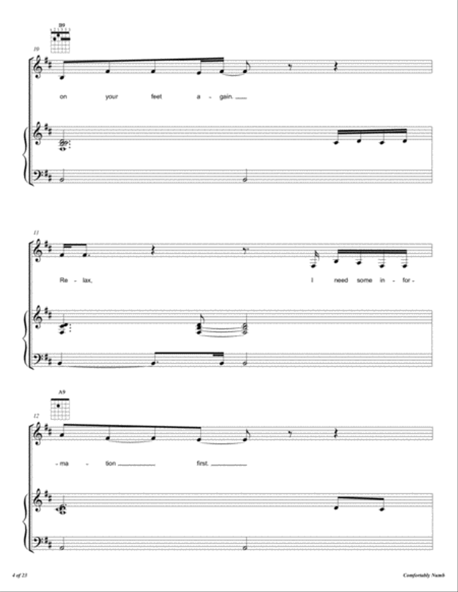 Comfortably Numb Voice scores gallery preview page 5