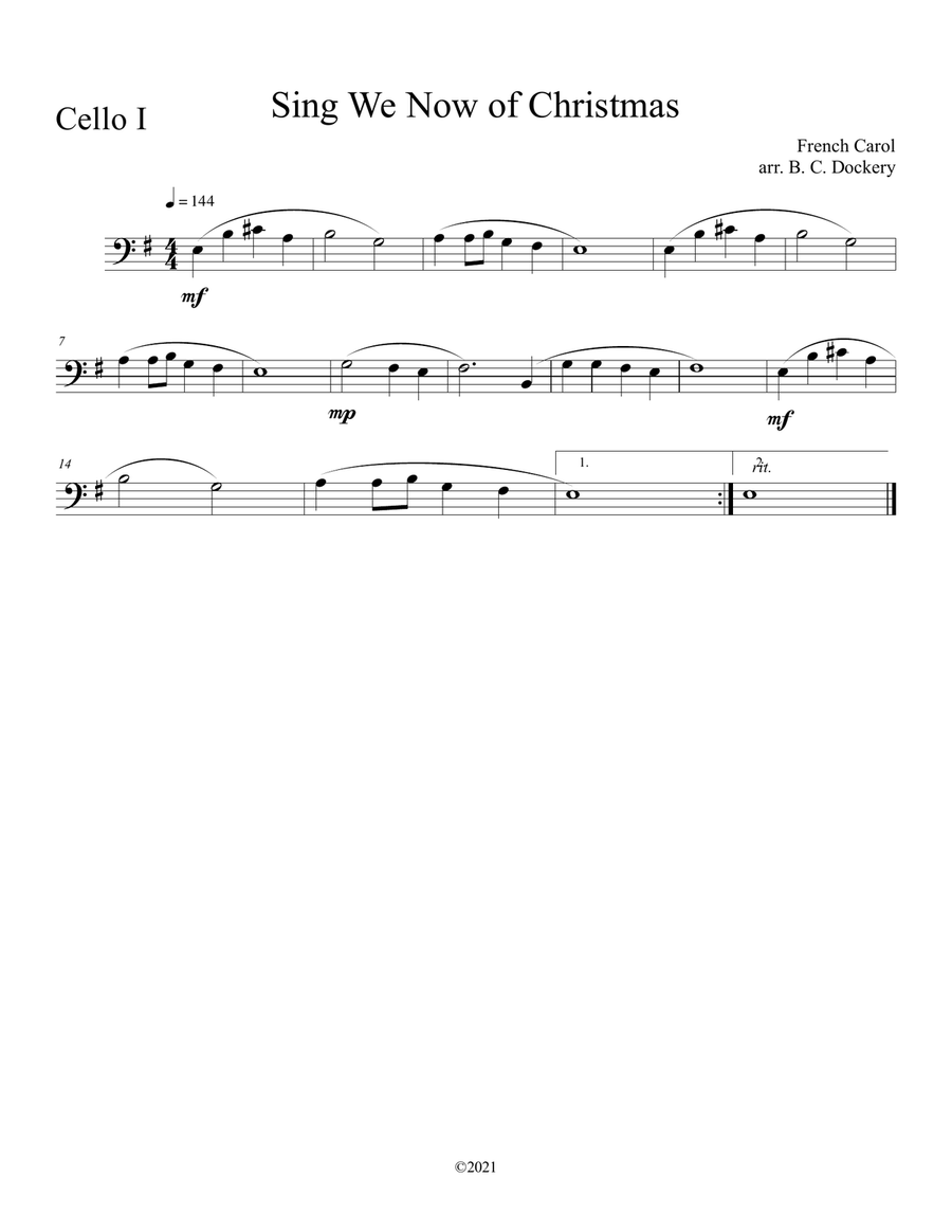Sing We Now of Christmas (Cello Duet with Piano Accompaniment) String Duet scores gallery preview page 3