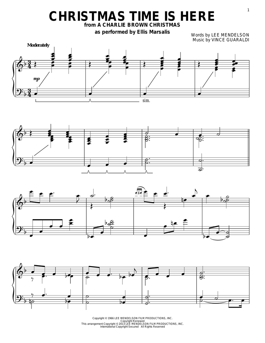 Christmas Time Is Here Christmas Time Is Here Piano Solo scores gallery preview page 1