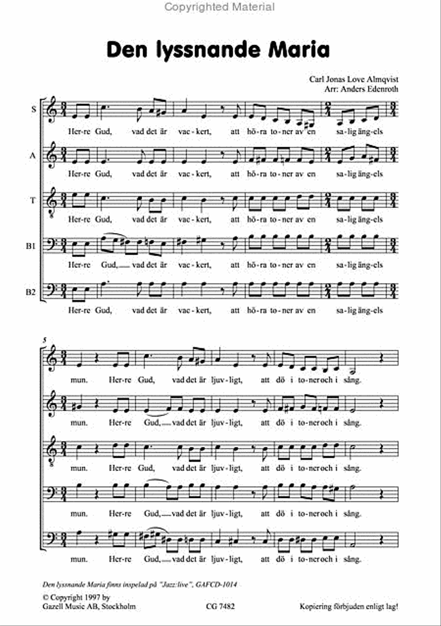 Den lyssnande Maria Choir scores gallery preview page 2