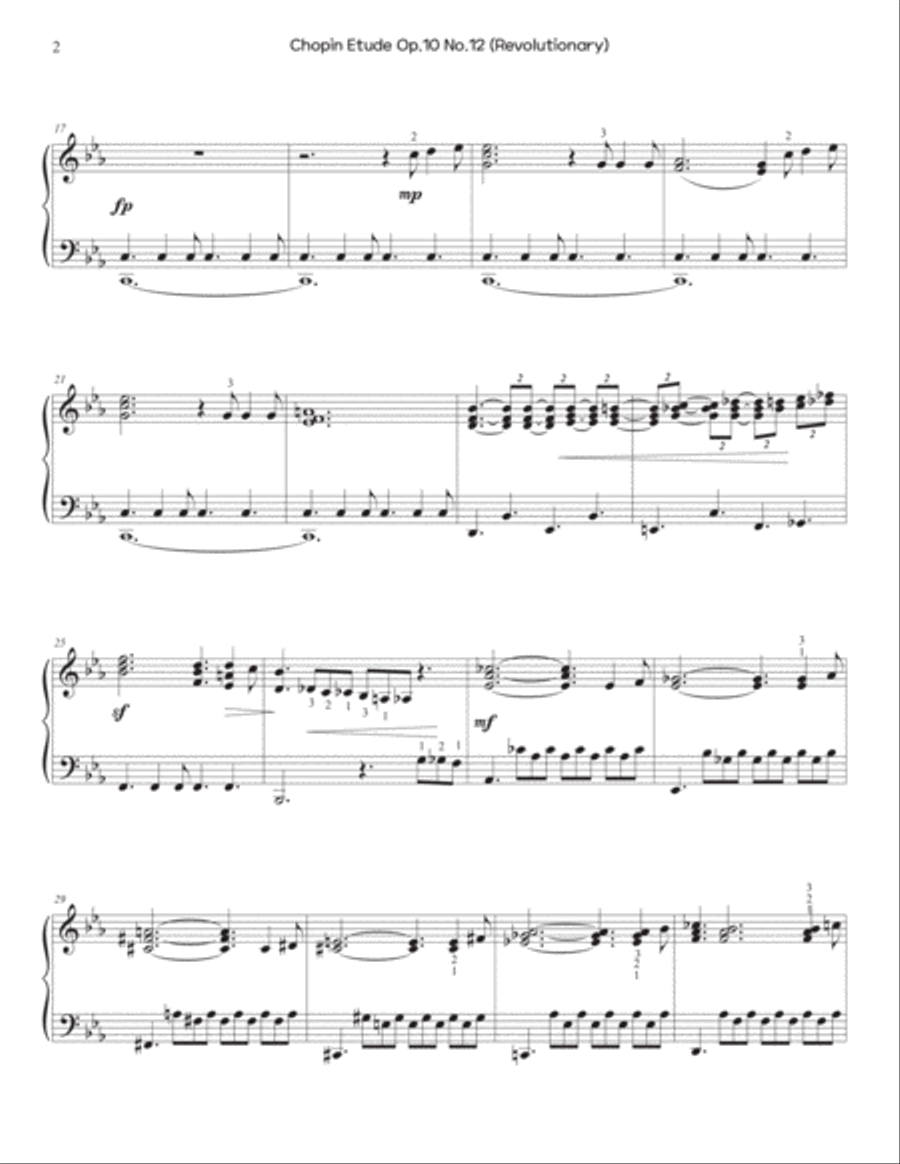Chopin - Revolutionary Etude (Op.10 No.12) - Easy version Piano Method scores gallery preview page 2