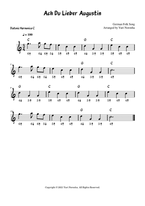 Ach Du Lieber Augustin - Harmonica key C (Very easy German Folk Song)