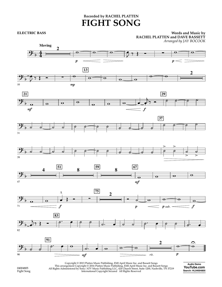 Fight Song - Electric Bass Concert Band scores gallery preview page 1