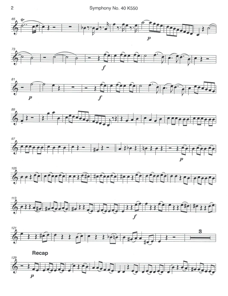 Mozart Symphony No. 40 in G minor, Movement 1 Trumpet 1 only Trumpet Solo scores gallery preview page 2
