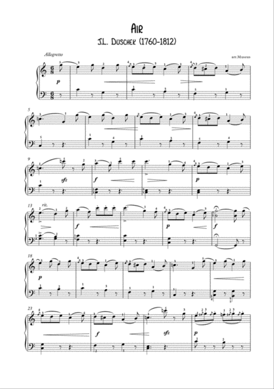Air op6 by Dussek for easy piano Easy Piano scores gallery preview page 1