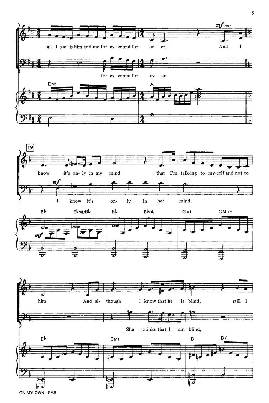 On My Own (from Les Miserables) (arr. Ed Lojeski) 3-Part scores gallery preview page 4