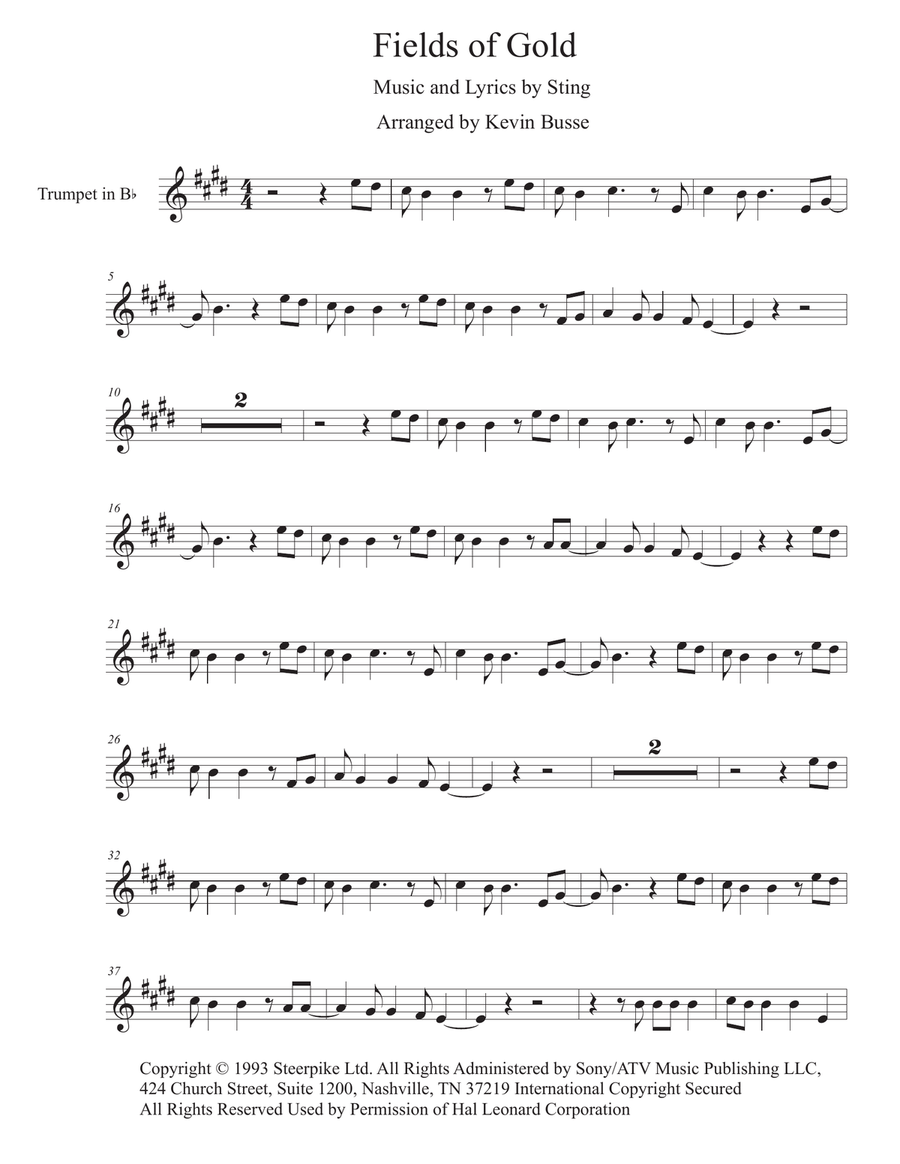 Fields Of Gold Trumpet Solo scores gallery preview page 1