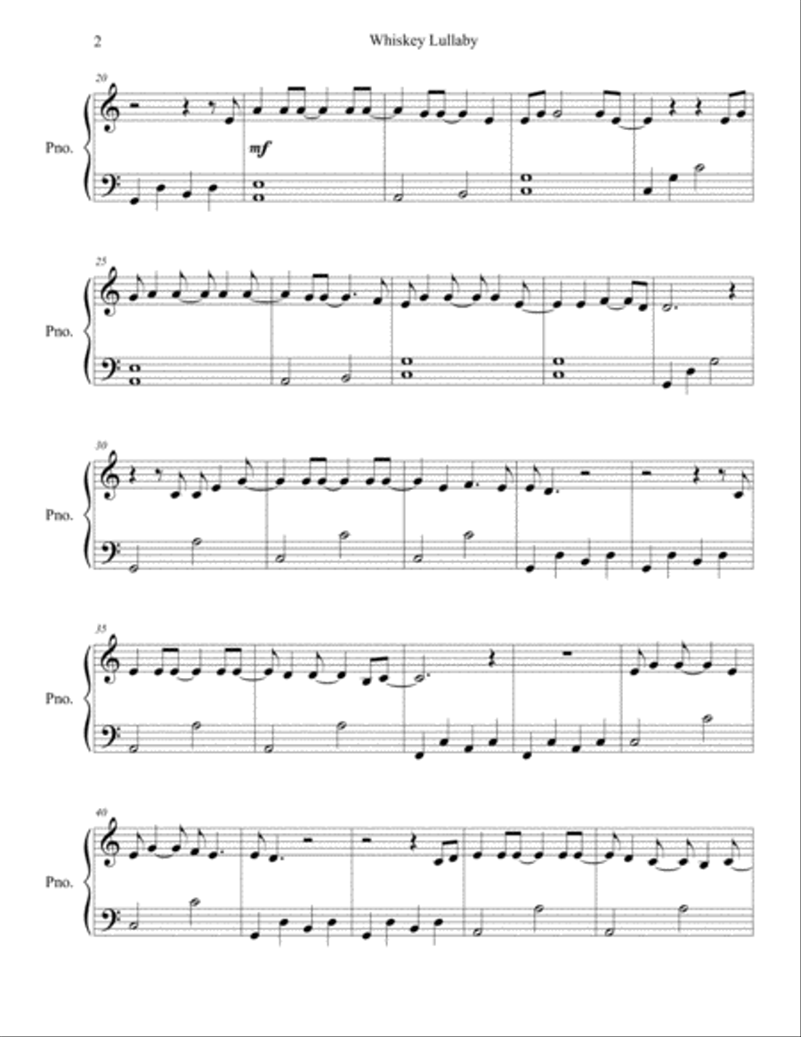 Whiskey Lullaby Easy Piano scores gallery preview page 3