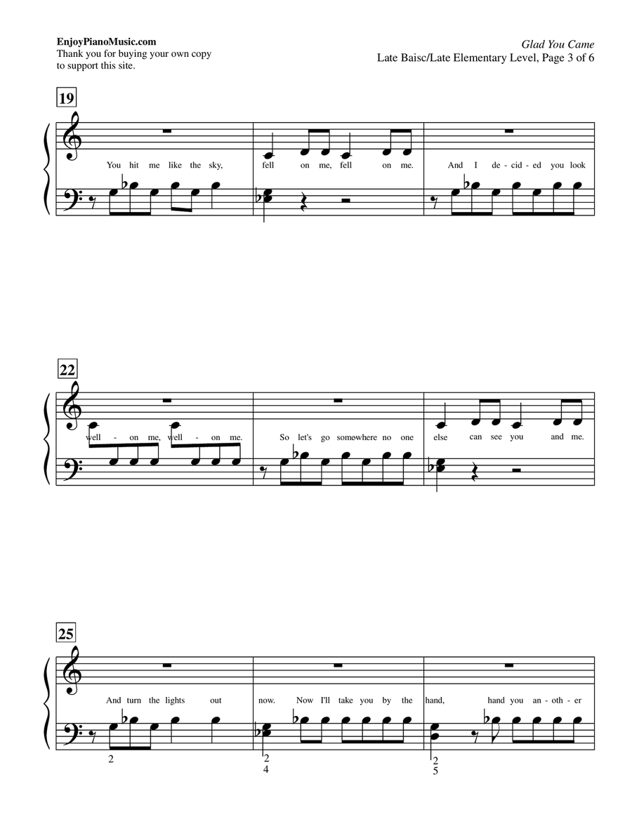 Glad You Came Piano Method scores gallery preview page 4