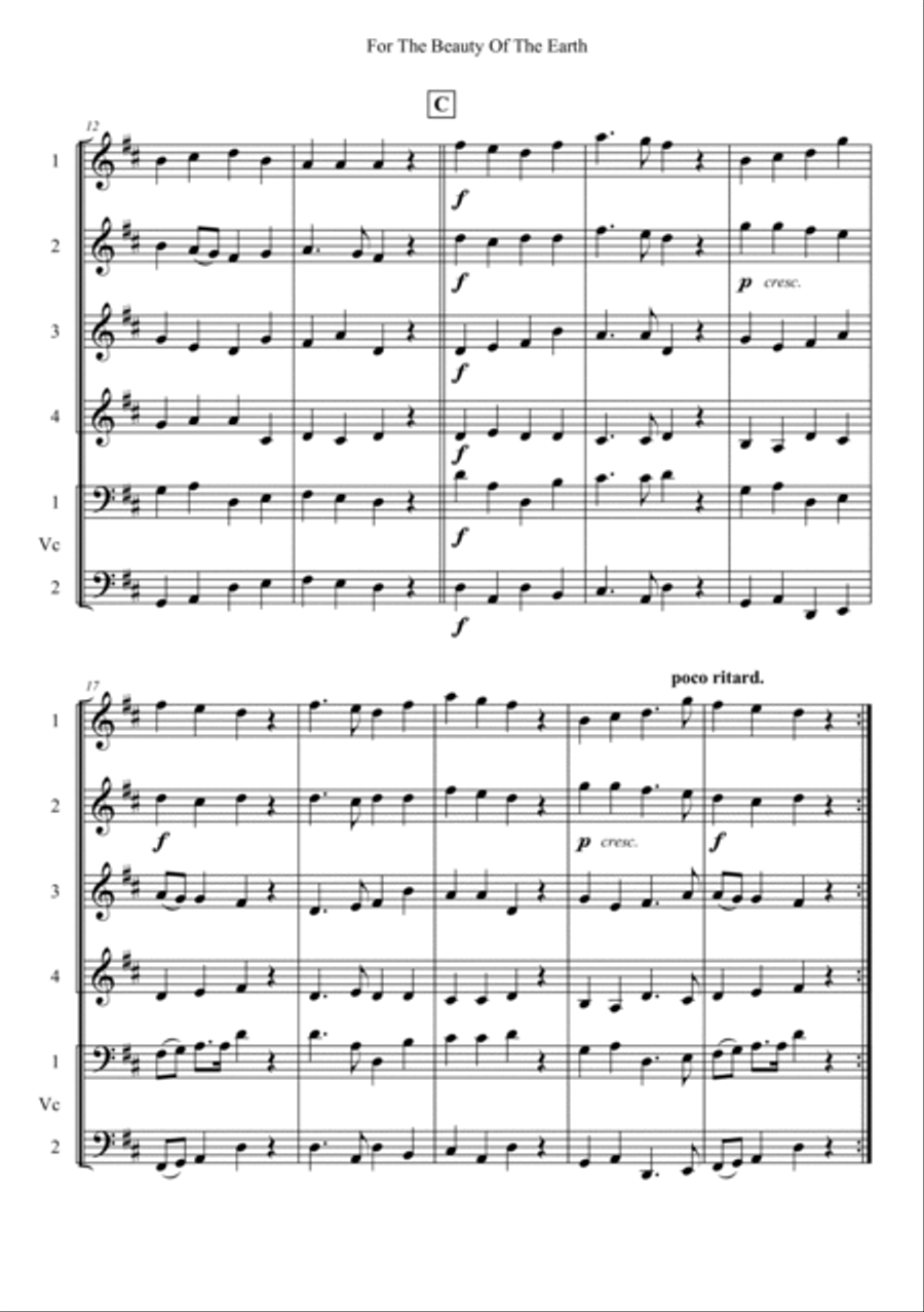 For The Beauty Of The Earth Cello scores gallery preview page 2