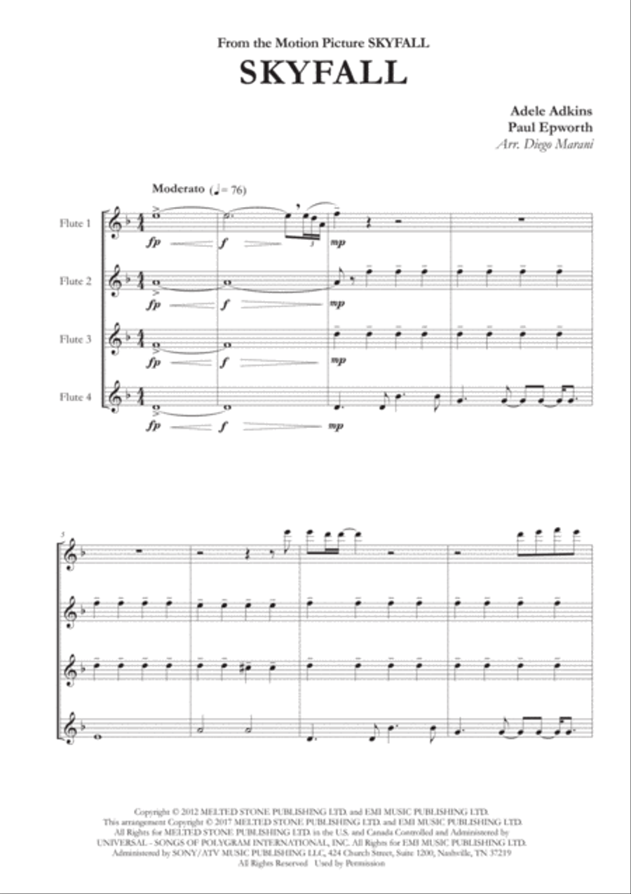 Skyfall Skyfall Woodwind Quartet scores gallery preview page 2
