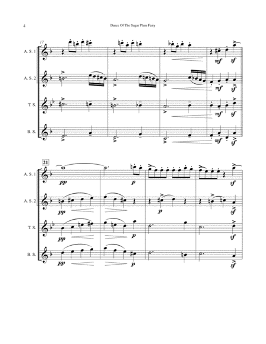 Dance of the Sugar Plum Fairy Woodwind Quartet scores gallery preview page 4