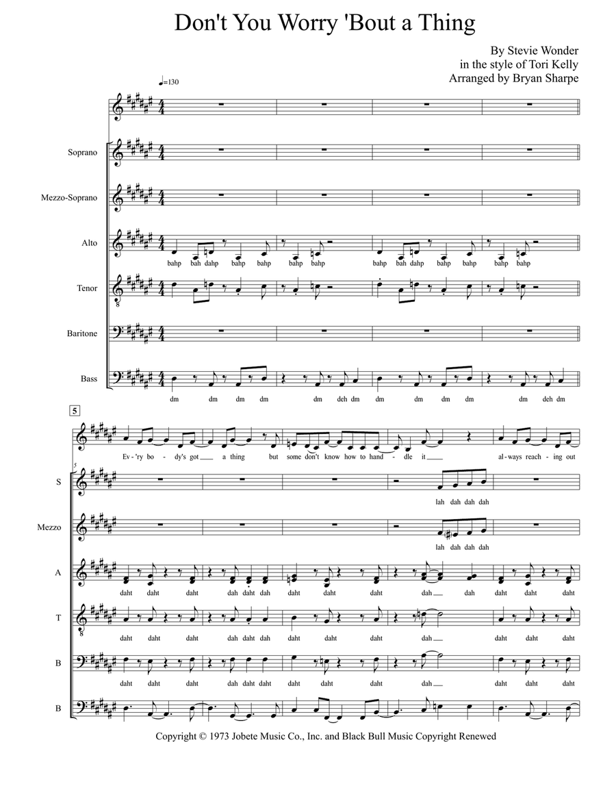 Don't You Worry 'bout A Thing Divisi scores gallery preview page 1