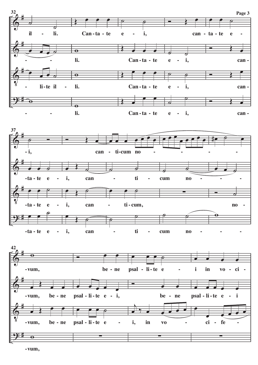 Exultate Justi A Cappella SATB 4-Part scores gallery preview page 3