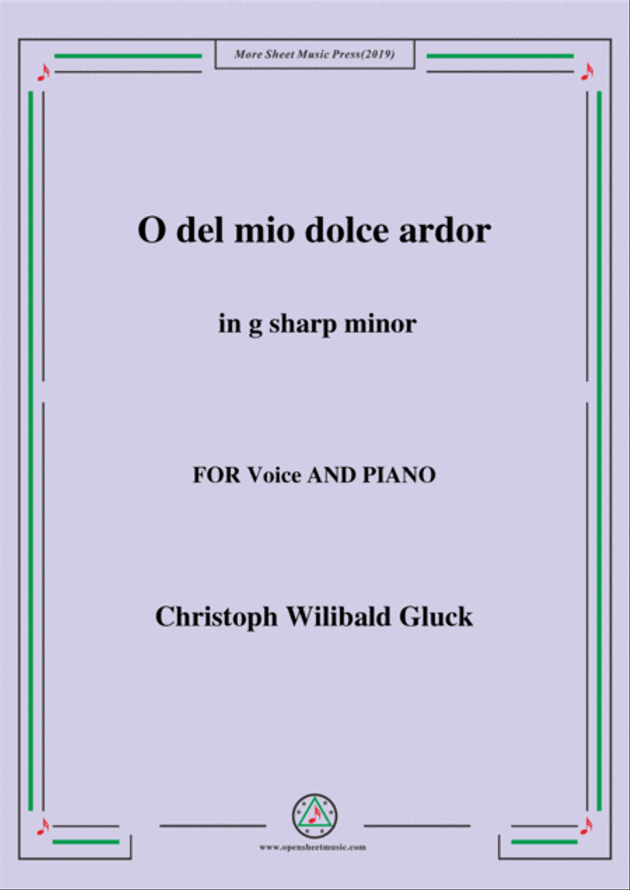 Gluck-O del mio dolce ardor in g sharp minor,for Voice and Piano Voice Solo scores gallery preview page 1