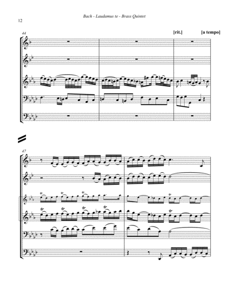 Laudamus te from Mass in B Minor, BWV 232 for Brass Quintet