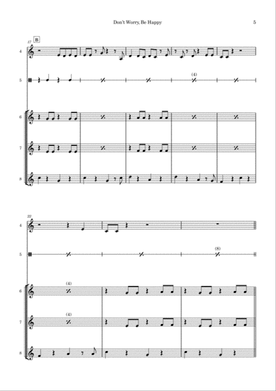 Don't Worry, Be Happy Percussion Ensemble scores gallery preview page 5