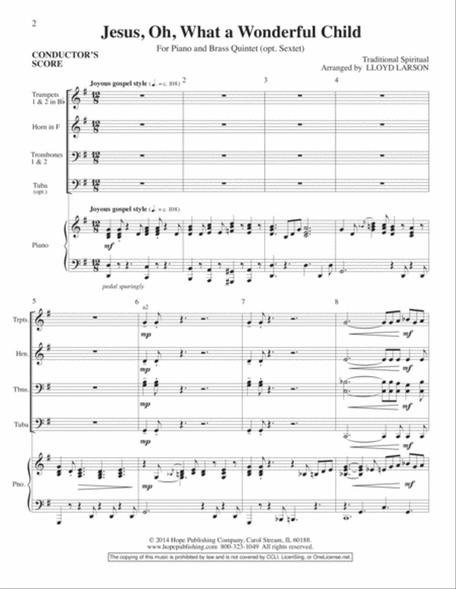 Jesus, Oh, What a Wonderful Child Children's Choir scores gallery preview page 3