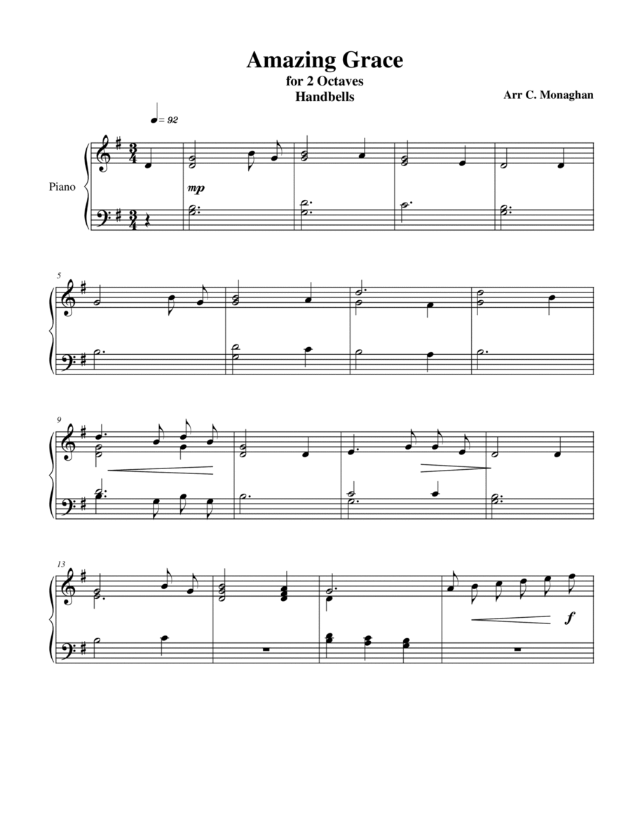 Amazing Grace Amazing Grace Handbell Choir scores gallery preview page 1