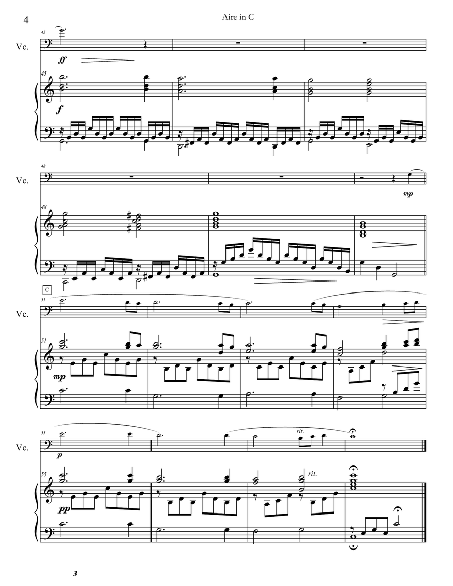 3 Aires for Cello and Piano Piano scores gallery preview page 4