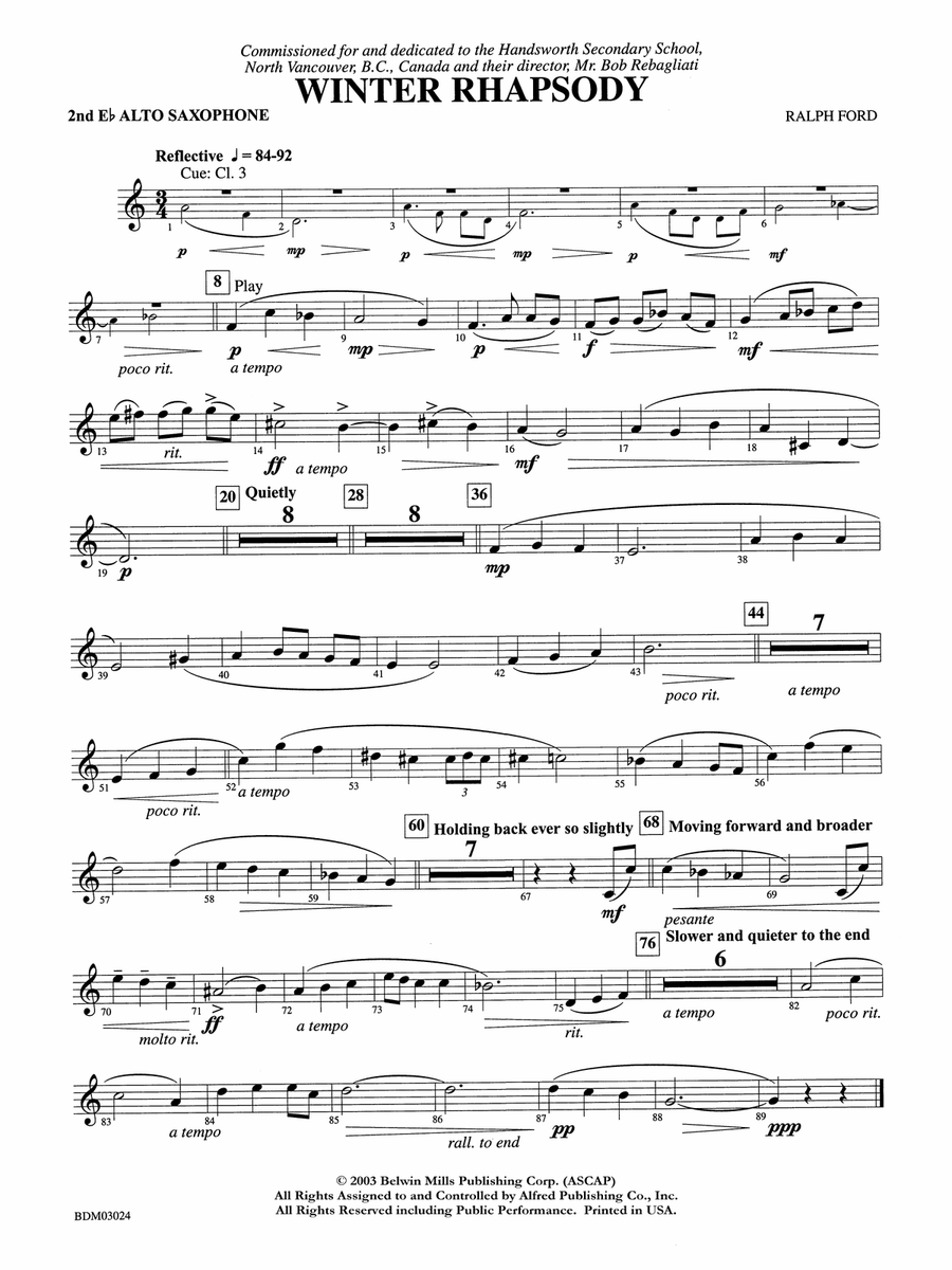 Winter Rhapsody: 2nd E-flat Alto Saxophone