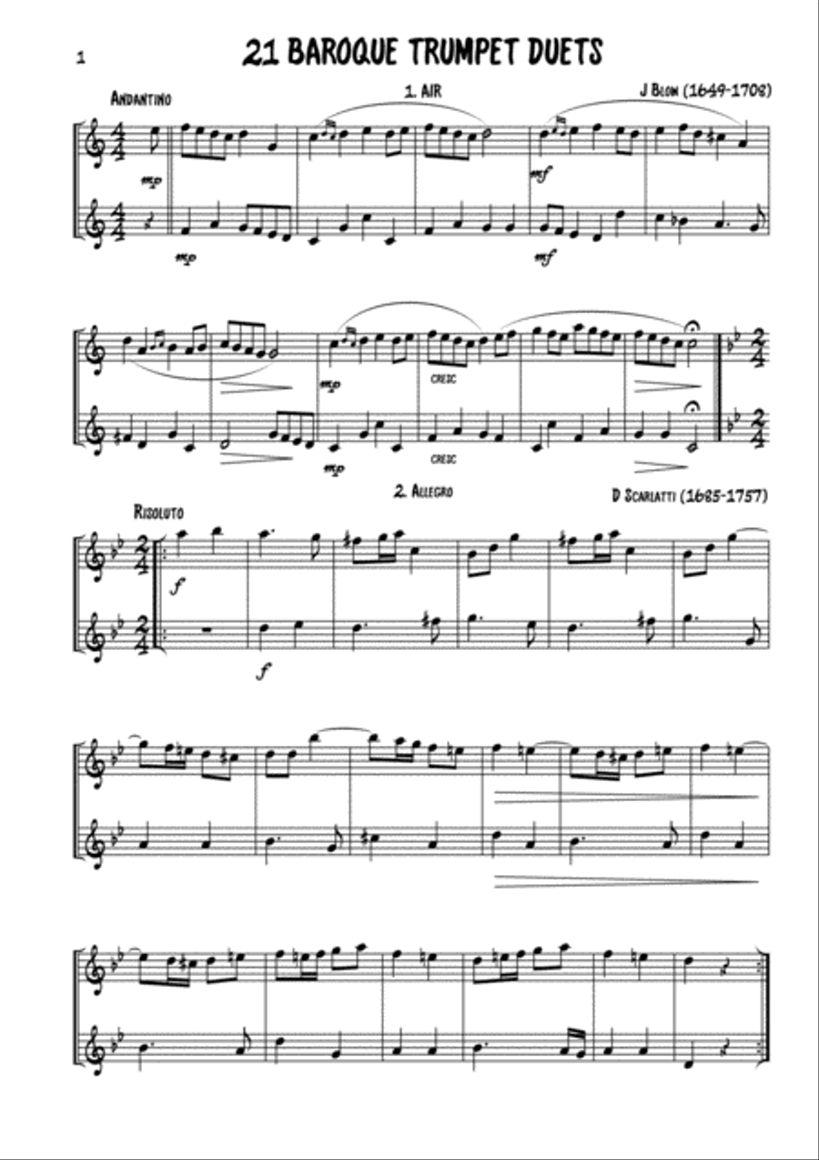 21 Baroque brass duets for treble clef instruments Brass Duet scores gallery preview page 3