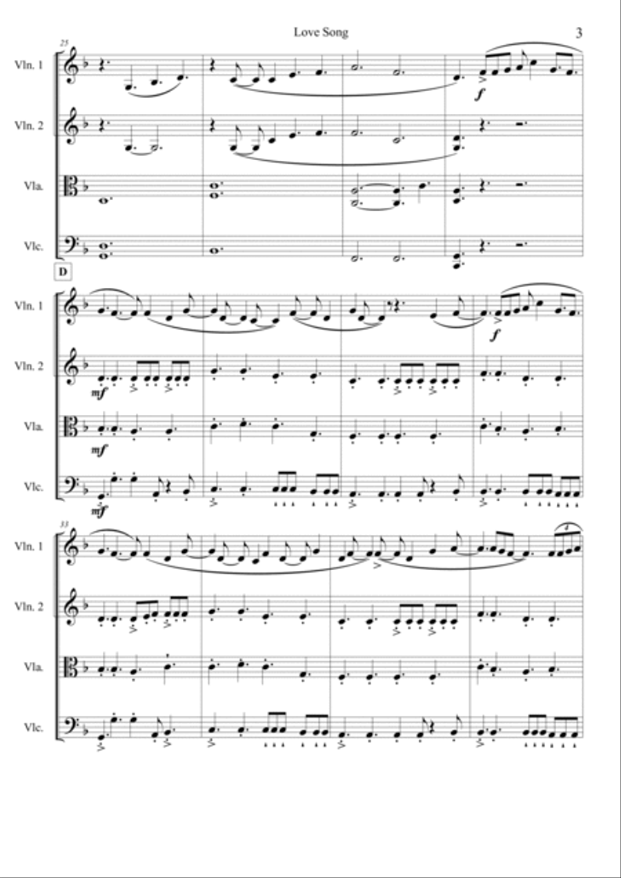 Love Song String Quartet scores gallery preview page 4