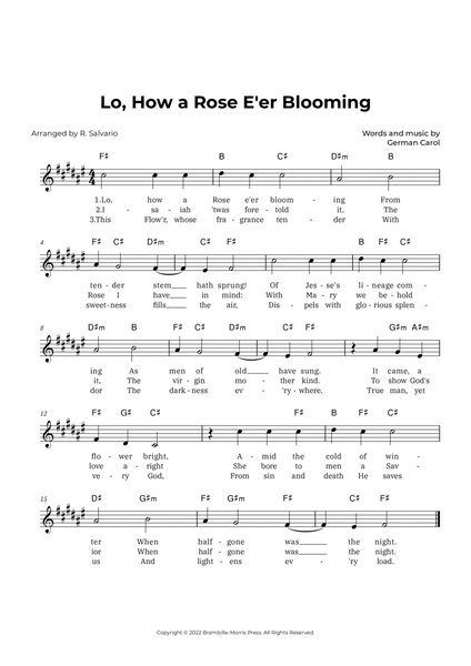 Lo, How a Rose E'er Blooming (Key of F-Sharp Major) image number null