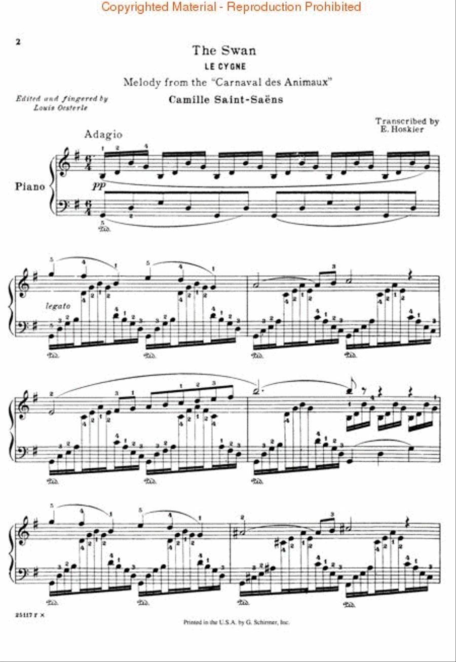 Le Cygne (The Swan) Piano Solo scores gallery preview page 2