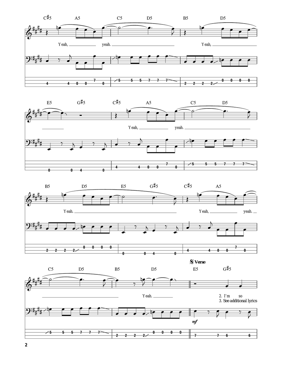 Lithium Bass Guitar Tablature scores gallery preview page 2