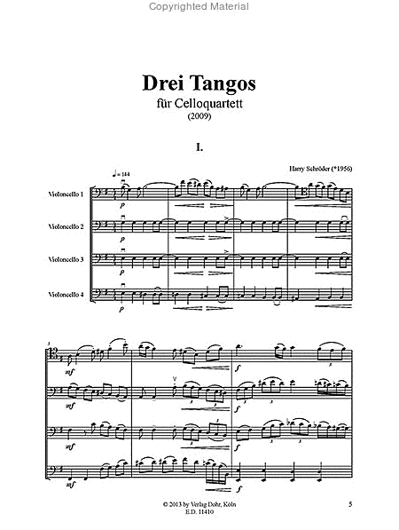 Drei Tangos für Cello-Quartett (2009)