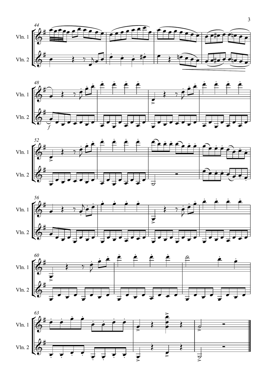 Eine Kleine Nachtmusik – Rondo: Violin Duet Eine Kleine Nachtmusik – Rondo: Violin Duet String Duet scores gallery preview page 3