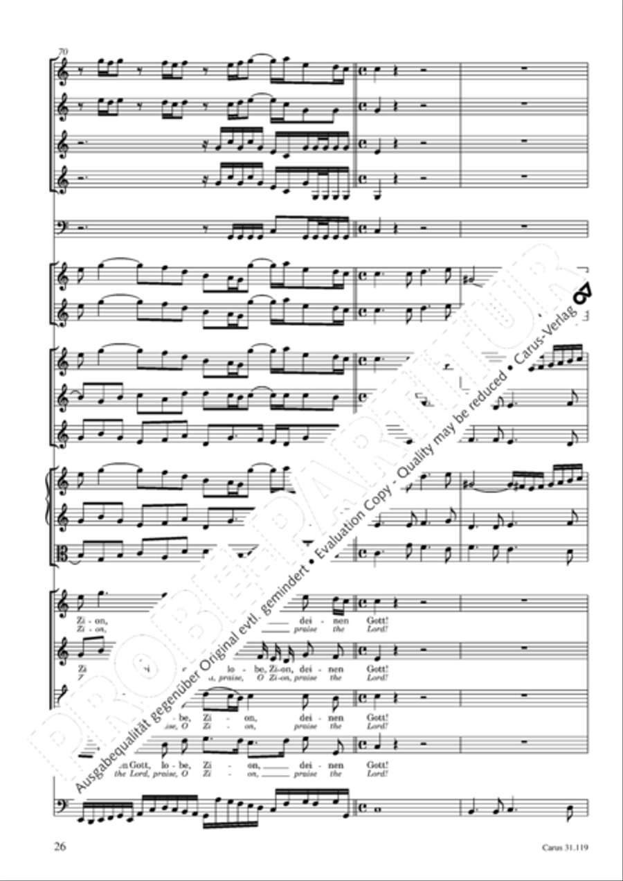 Praise the Lord, O Jerusalem (Preise, Jerusalem, den Herrn) 4-Part scores gallery preview page 27